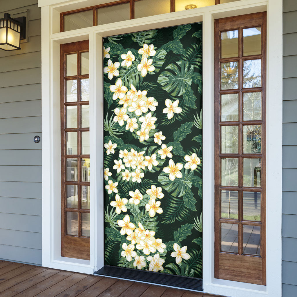Hawaii Plumeria Tropical Leaves Door Cover Monstera Calathea Palm Fronds LT01 - Polynesian Pride