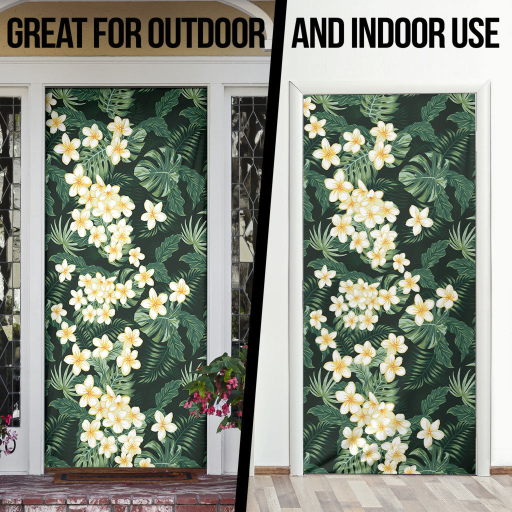 Hawaii Plumeria Tropical Leaves Door Cover Monstera Calathea Palm Fronds LT01 - Polynesian Pride