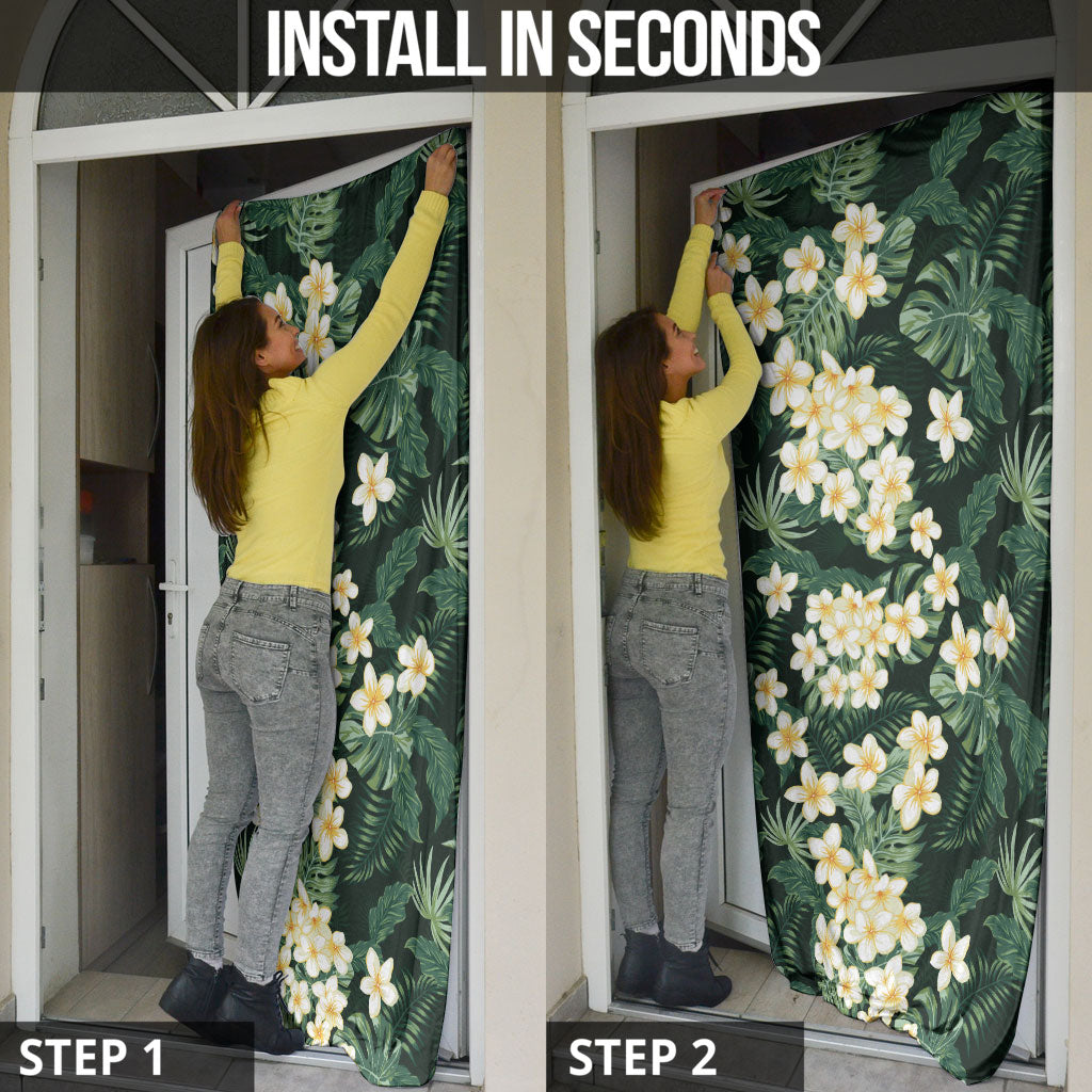Hawaii Plumeria Tropical Leaves Door Cover Monstera Calathea Palm Fronds LT01 - Polynesian Pride