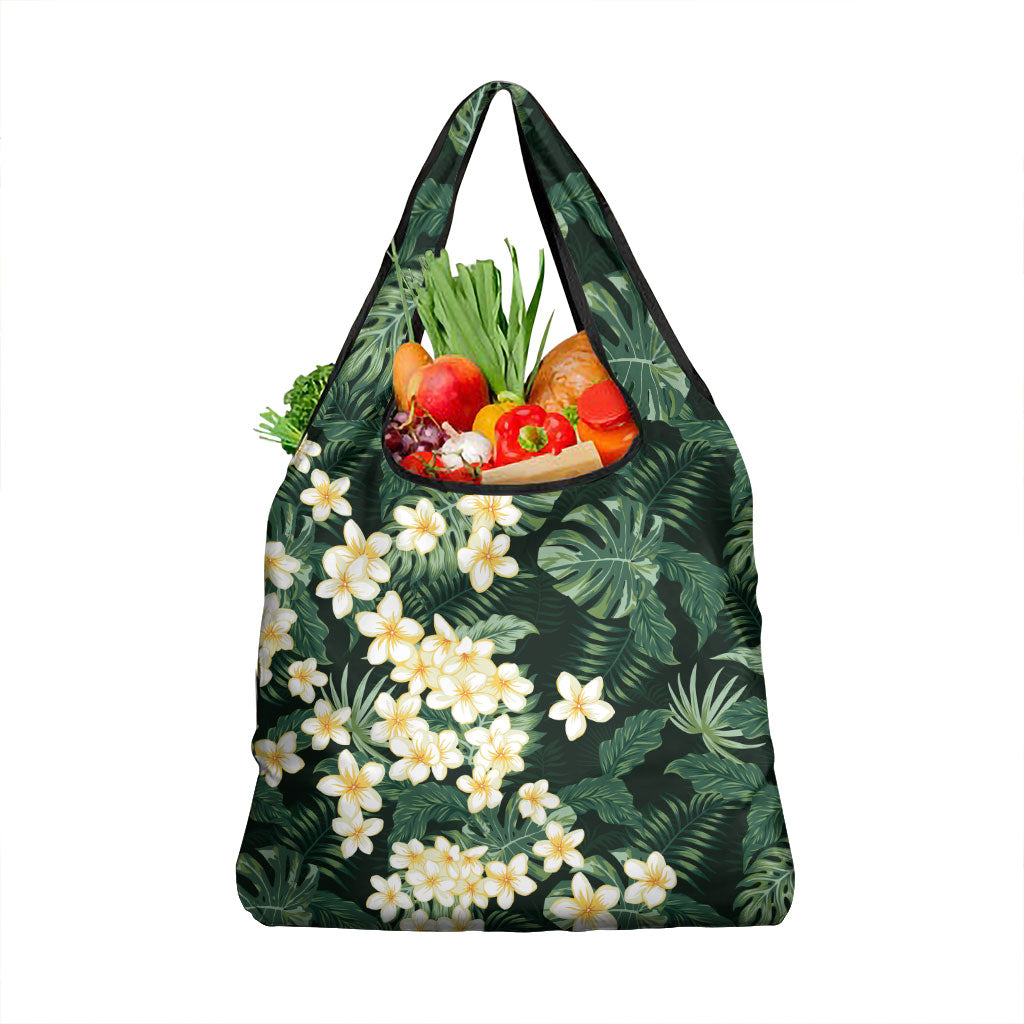 Hawaii Plumeria Tropical Leaves Grocery Bag Monstera Calathea Palm Fronds LT01 1-pack One Size Green - Polynesian Pride