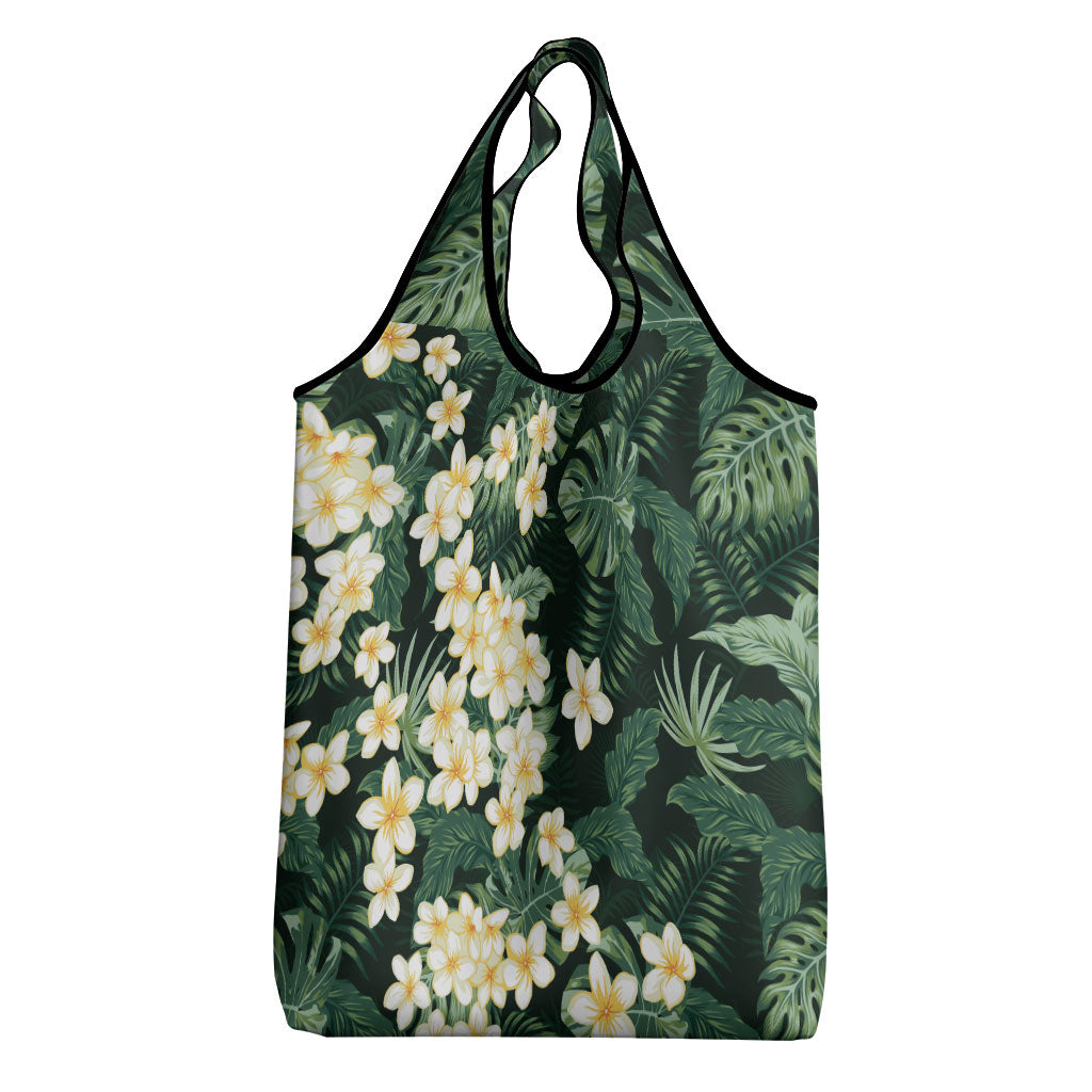 Hawaii Plumeria Tropical Leaves Grocery Bag Monstera Calathea Palm Fronds LT01 - Polynesian Pride