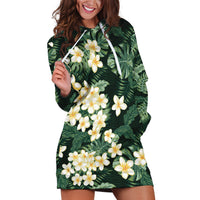 Hawaii Plumeria Tropical Leaves Hoodie Dress Monstera Calathea Palm Fronds LT01 Green - Polynesian Pride