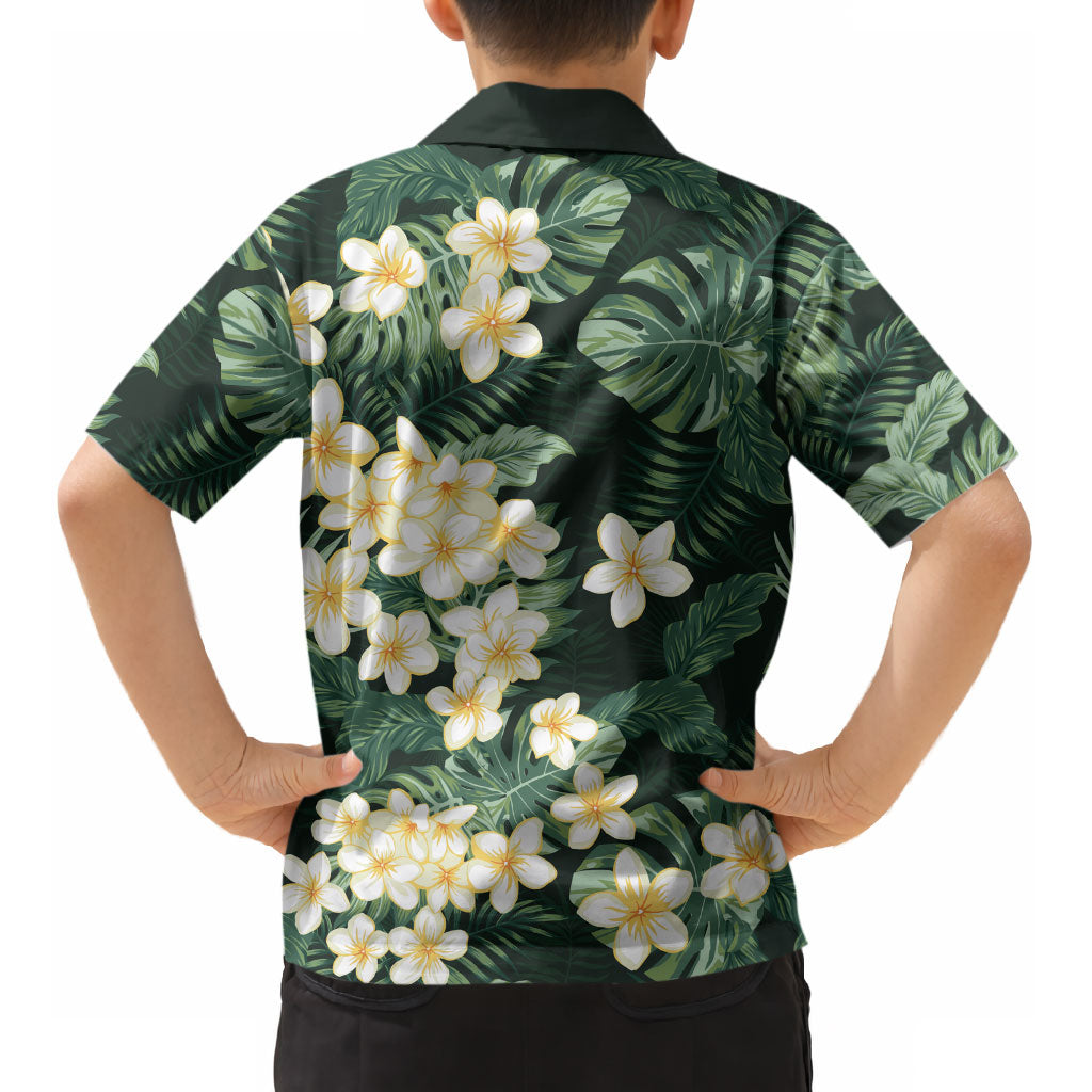 Hawaii Plumeria Tropical Leaves Kid Hawaiian Shirt Monstera Calathea Palm Fronds LT01 - Polynesian Pride
