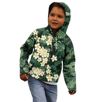Hawaii Plumeria Tropical Leaves Kid Hoodie Monstera Calathea Palm Fronds LT01 - Polynesian Pride