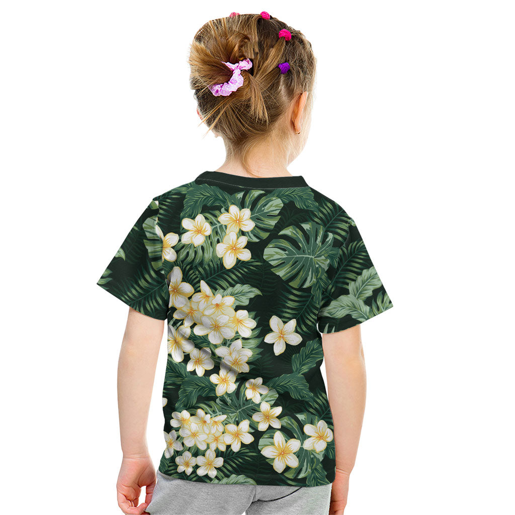 Hawaii Plumeria Tropical Leaves Kid T Shirt Monstera Calathea Palm Fronds LT01 - Polynesian Pride