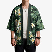 Hawaii Plumeria Tropical Leaves Kimono Monstera Calathea Palm Fronds LT01 - Polynesian Pride