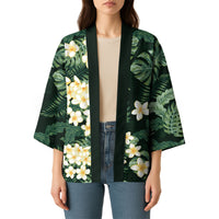 Hawaii Plumeria Tropical Leaves Kimono Monstera Calathea Palm Fronds LT01 - Polynesian Pride
