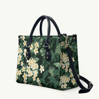 Hawaii Plumeria Tropical Leaves Leather Bag Monstera Calathea Palm Fronds LT01 Green - Polynesian Pride