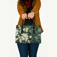 Hawaii Plumeria Tropical Leaves Leather Bag Monstera Calathea Palm Fronds LT01 - Polynesian Pride
