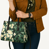Hawaii Plumeria Tropical Leaves Leather Bag Monstera Calathea Palm Fronds LT01 - Polynesian Pride