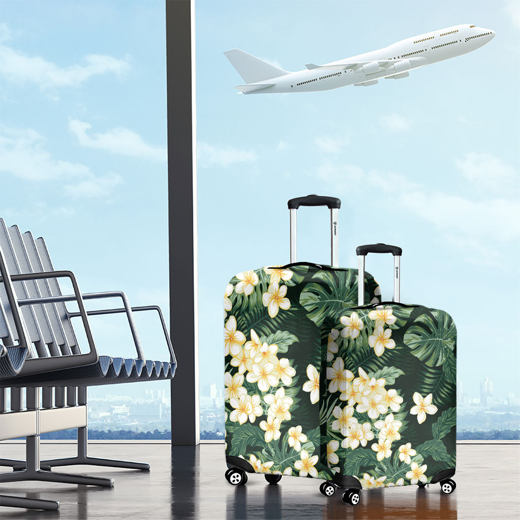 Hawaii Plumeria Tropical Leaves Luggage Cover Monstera Calathea Palm Fronds LT01 - Polynesian Pride