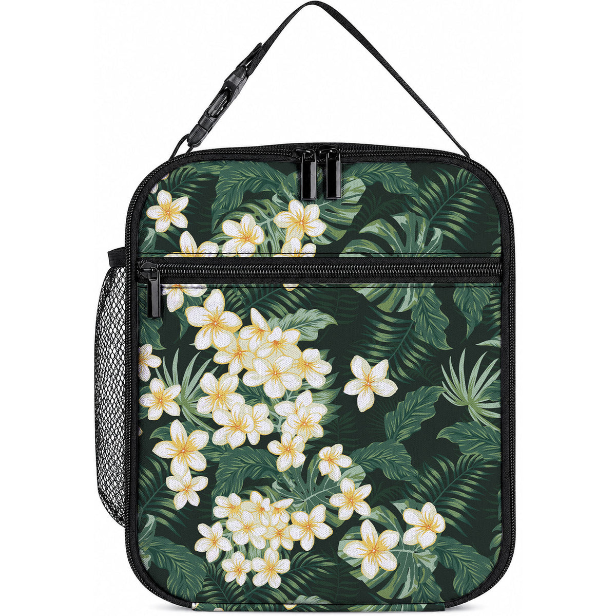 Hawaii Plumeria Tropical Leaves Lunch Bag Monstera Calathea Palm Fronds LT01 10.2 × 8.3 × 4.3 inch Green - Polynesian Pride