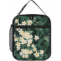 Hawaii Plumeria Tropical Leaves Lunch Bag Monstera Calathea Palm Fronds LT01 10.2 × 8.3 × 4.3 inch Green - Polynesian Pride
