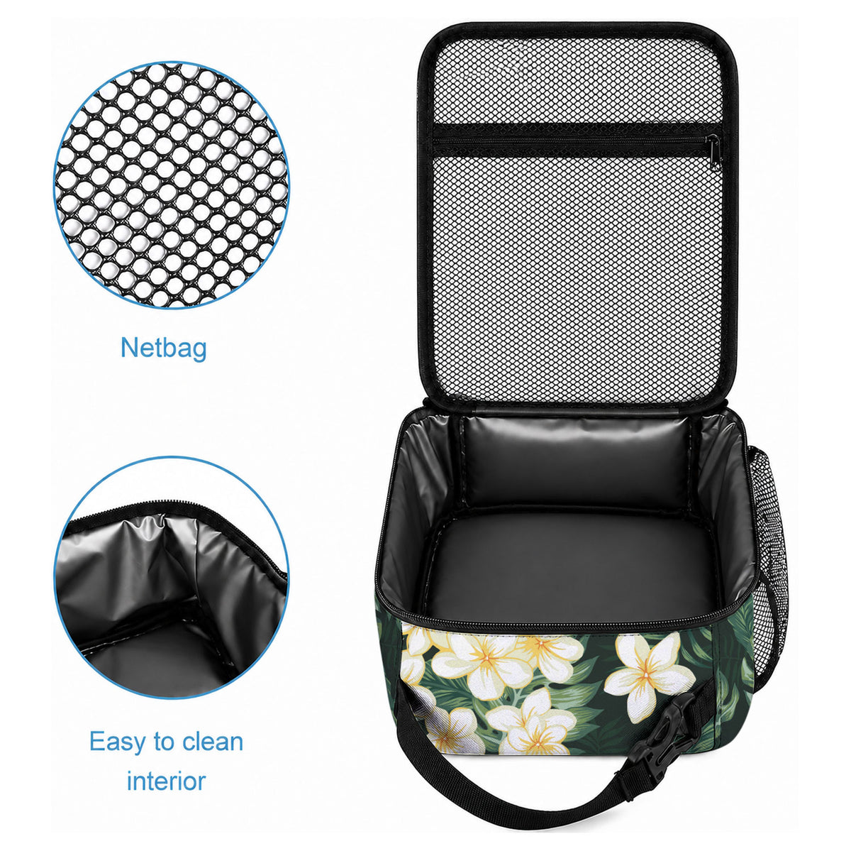 Hawaii Plumeria Tropical Leaves Lunch Bag Monstera Calathea Palm Fronds LT01 - Polynesian Pride