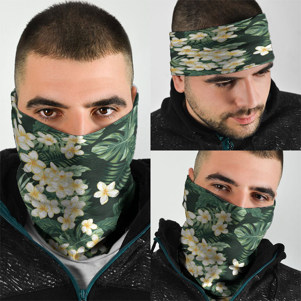 Hawaii Plumeria Tropical Leaves Neck Gaiter Monstera Calathea Palm Fronds LT01 - Polynesian Pride