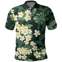 Hawaii Plumeria Tropical Leaves Polo Shirt Monstera Calathea Palm Fronds LT01 Green - Polynesian Pride