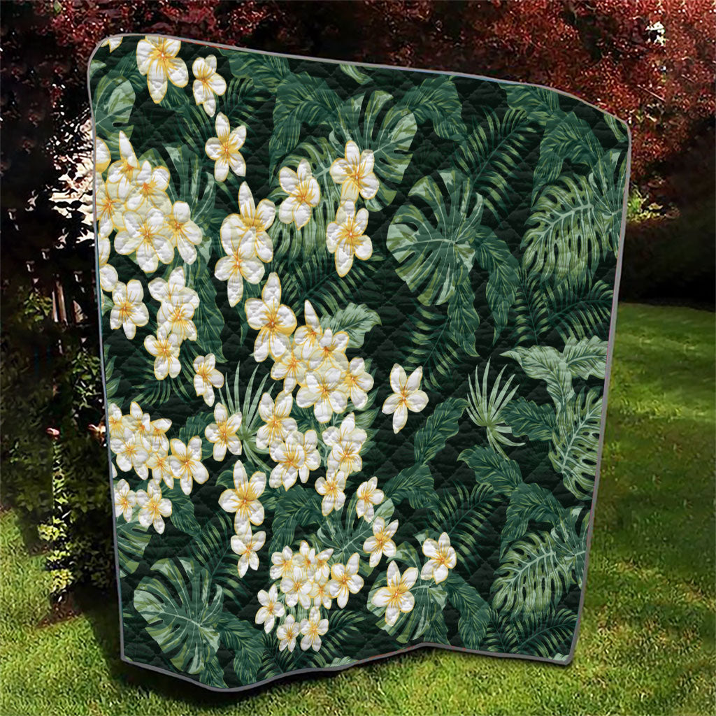 Hawaii Plumeria Tropical Leaves Quilt Monstera Calathea Palm Fronds LT01 - Polynesian Pride