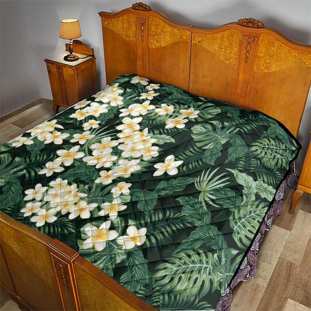 Hawaii Plumeria Tropical Leaves Quilt Monstera Calathea Palm Fronds LT01 - Polynesian Pride