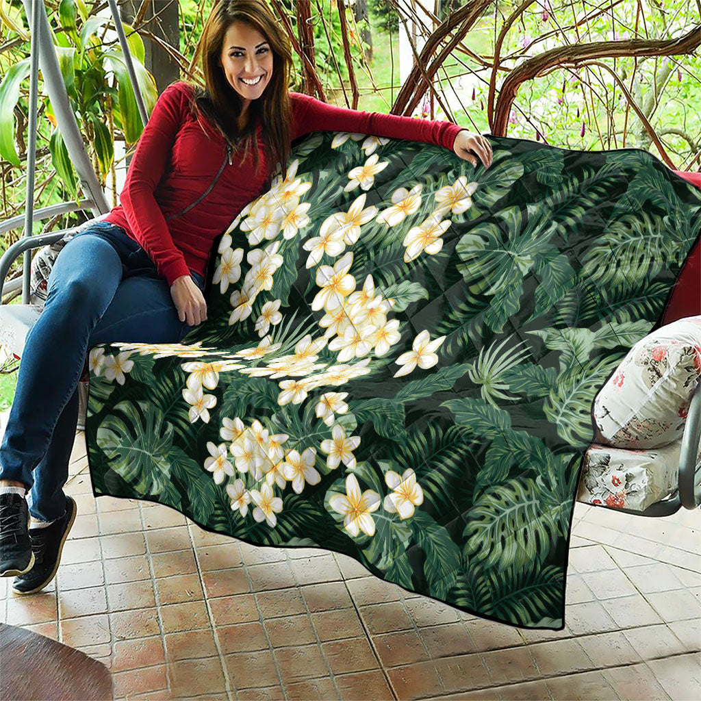 Hawaii Plumeria Tropical Leaves Quilt Monstera Calathea Palm Fronds LT01 - Polynesian Pride