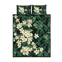 Hawaii Plumeria Tropical Leaves Quilt Bed Set Monstera Calathea Palm Fronds LT01 - Polynesian Pride