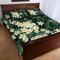 Hawaii Plumeria Tropical Leaves Quilt Bed Set Monstera Calathea Palm Fronds LT01 - Polynesian Pride