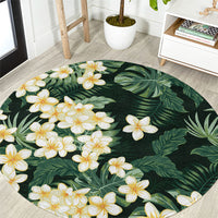 Hawaii Plumeria Tropical Leaves Round Carpet Monstera Calathea Palm Fronds LT01 Green - Polynesian Pride