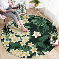 Hawaii Plumeria Tropical Leaves Round Carpet Monstera Calathea Palm Fronds LT01 - Polynesian Pride