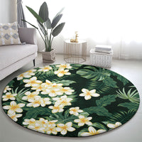 Hawaii Plumeria Tropical Leaves Round Carpet Monstera Calathea Palm Fronds LT01 - Polynesian Pride