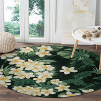 Hawaii Plumeria Tropical Leaves Round Carpet Monstera Calathea Palm Fronds LT01 - Polynesian Pride