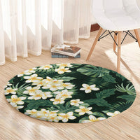 Hawaii Plumeria Tropical Leaves Round Carpet Monstera Calathea Palm Fronds LT01 - Polynesian Pride