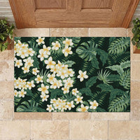 Hawaii Plumeria Tropical Leaves Rubber Doormat Monstera Calathea Palm Fronds LT01 Green - Polynesian Pride