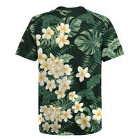 Hawaii Plumeria Tropical Leaves Rugby Jersey Monstera Calathea Palm Fronds LT01 - Polynesian Pride
