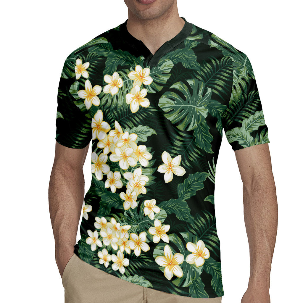 Hawaii Plumeria Tropical Leaves Rugby Jersey Monstera Calathea Palm Fronds LT01 - Polynesian Pride