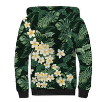 Hawaii Plumeria Tropical Leaves Sherpa Hoodie Monstera Calathea Palm Fronds LT01 - Polynesian Pride