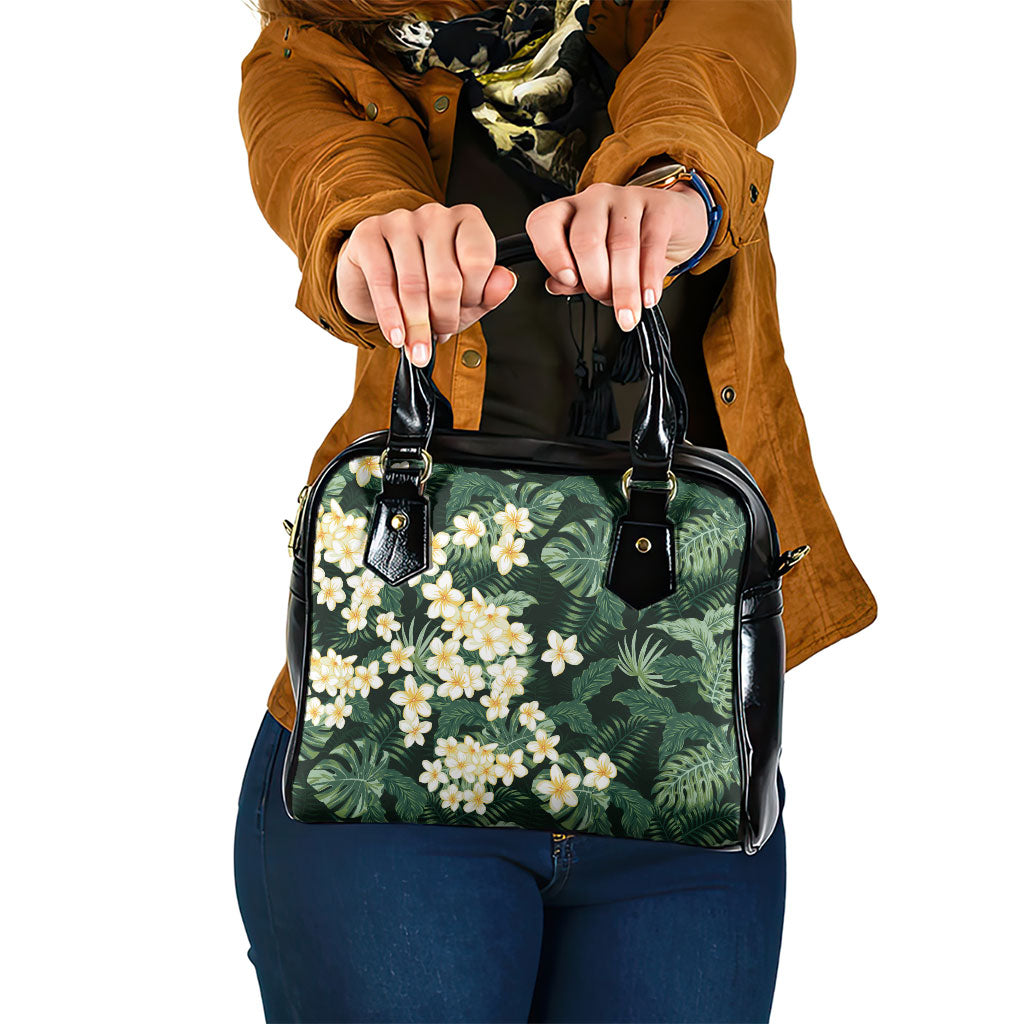 Hawaii Plumeria Tropical Leaves Shoulder Handbag Monstera Calathea Palm Fronds LT01 One Size Green - Polynesian Pride