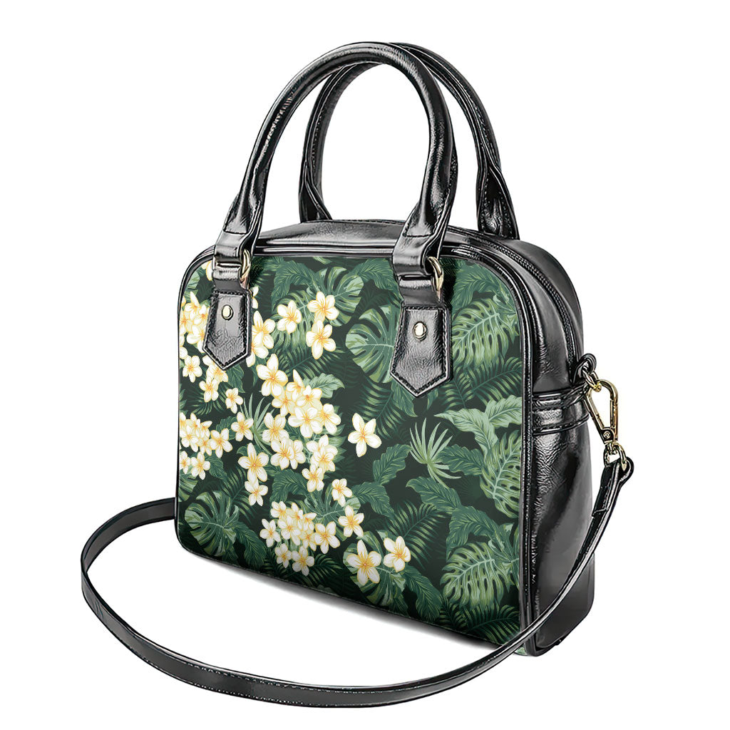 Hawaii Plumeria Tropical Leaves Shoulder Handbag Monstera Calathea Palm Fronds LT01 - Polynesian Pride