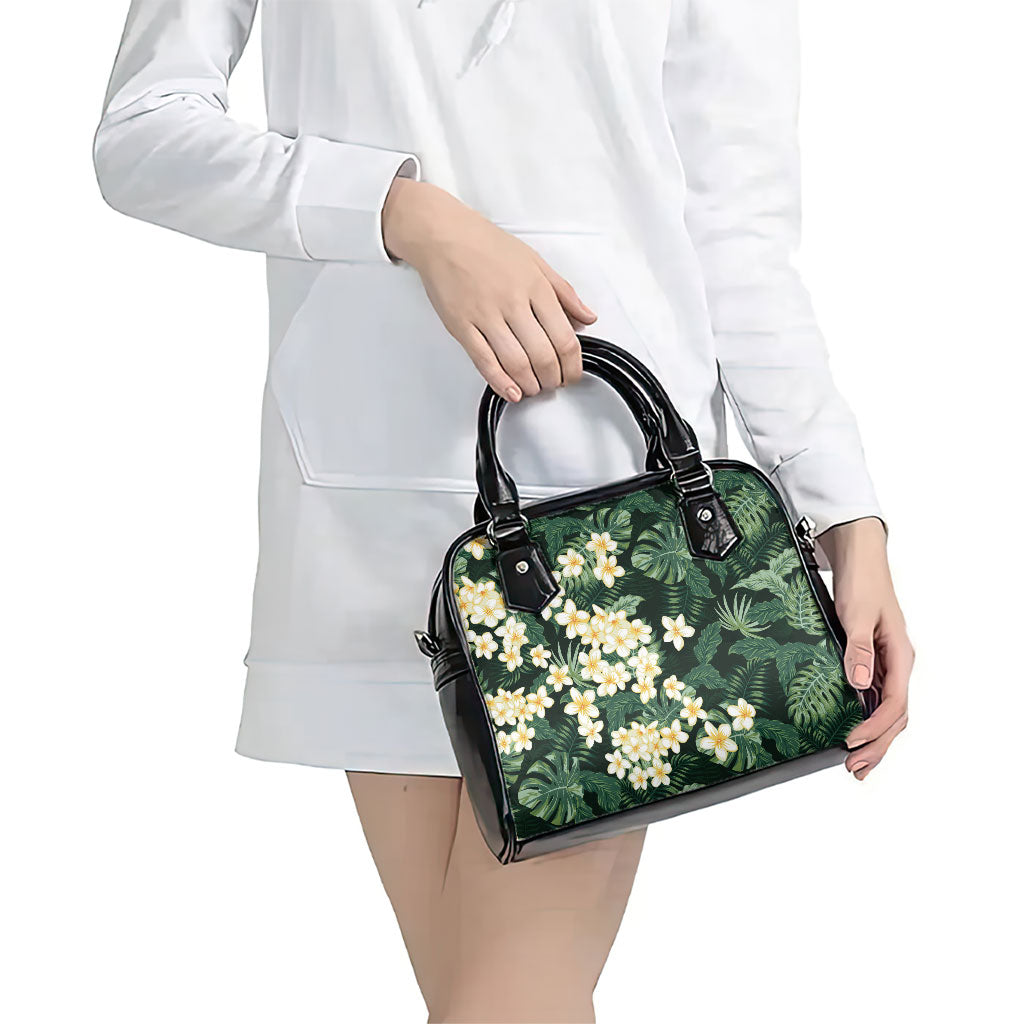 Hawaii Plumeria Tropical Leaves Shoulder Handbag Monstera Calathea Palm Fronds LT01 - Polynesian Pride
