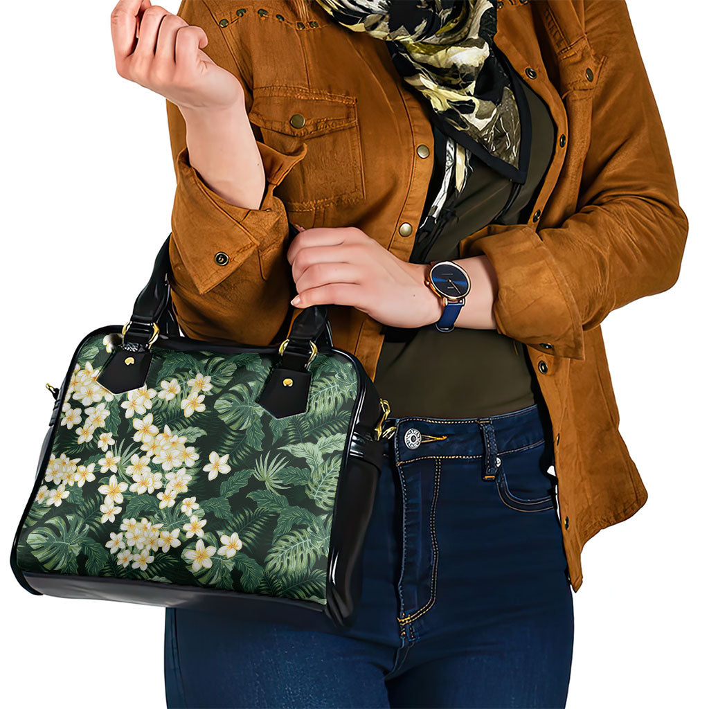 Hawaii Plumeria Tropical Leaves Shoulder Handbag Monstera Calathea Palm Fronds LT01 - Polynesian Pride