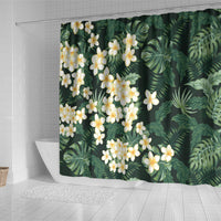 Hawaii Plumeria Tropical Leaves Shower Curtain Monstera Calathea Palm Fronds LT01 - Polynesian Pride