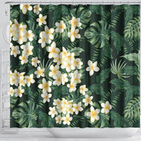 Hawaii Plumeria Tropical Leaves Shower Curtain Monstera Calathea Palm Fronds LT01 - Polynesian Pride