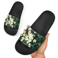 Hawaii Plumeria Tropical Leaves Slide Sandals Monstera Calathea Palm Fronds LT01 - Polynesian Pride