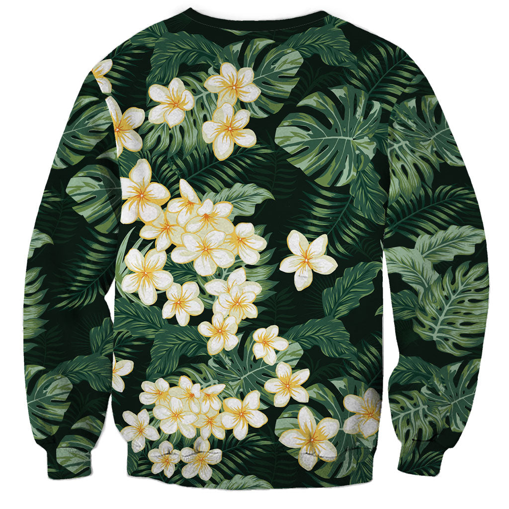 Hawaii Plumeria Tropical Leaves Sweatshirt Monstera Calathea Palm Fronds LT01 - Polynesian Pride