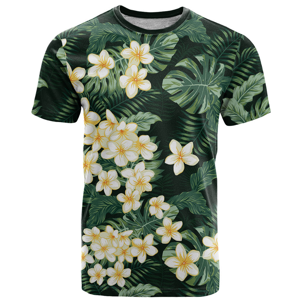 Hawaii Plumeria Tropical Leaves T Shirt Monstera Calathea Palm Fronds LT01 Green - Polynesian Pride