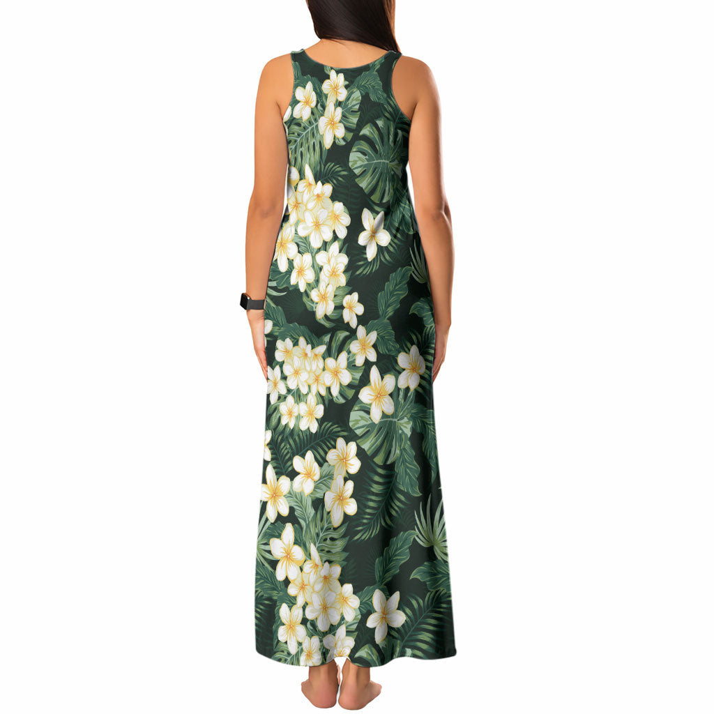 Hawaii Plumeria Tropical Leaves Tank Maxi Dress Monstera Calathea Palm Fronds LT01 - Polynesian Pride