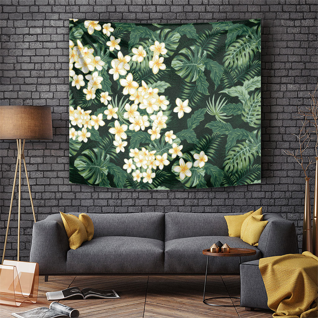 Hawaii Plumeria Tropical Leaves Tapestry Monstera Calathea Palm Fronds LT01 Green - Polynesian Pride