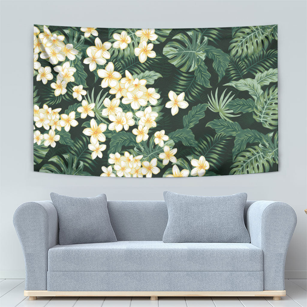 Hawaii Plumeria Tropical Leaves Tapestry Monstera Calathea Palm Fronds LT01 - Polynesian Pride