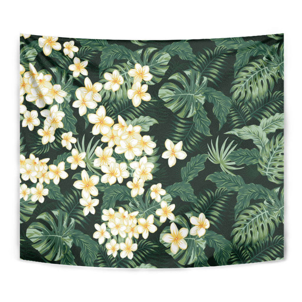 Hawaii Plumeria Tropical Leaves Tapestry Monstera Calathea Palm Fronds LT01 - Polynesian Pride