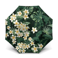 Hawaii Plumeria Tropical Leaves Umbrella Monstera Calathea Palm Fronds LT01 One Size Folded 11.42 inch Opened Diameter 37.4 inch Green - Polynesian Pride