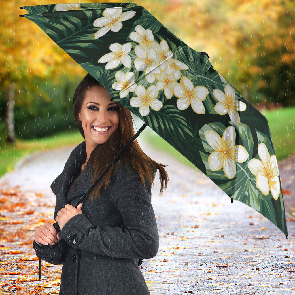 Hawaii Plumeria Tropical Leaves Umbrella Monstera Calathea Palm Fronds LT01 - Polynesian Pride
