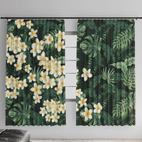 Hawaii Plumeria Tropical Leaves Window Curtain Monstera Calathea Palm Fronds LT01 With Hooks Green - Polynesian Pride
